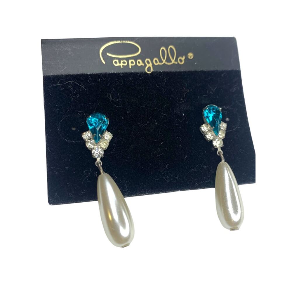 Pappagallo Pierced Post Earrings Blue Stone 1.5 Inch Drop Dangle